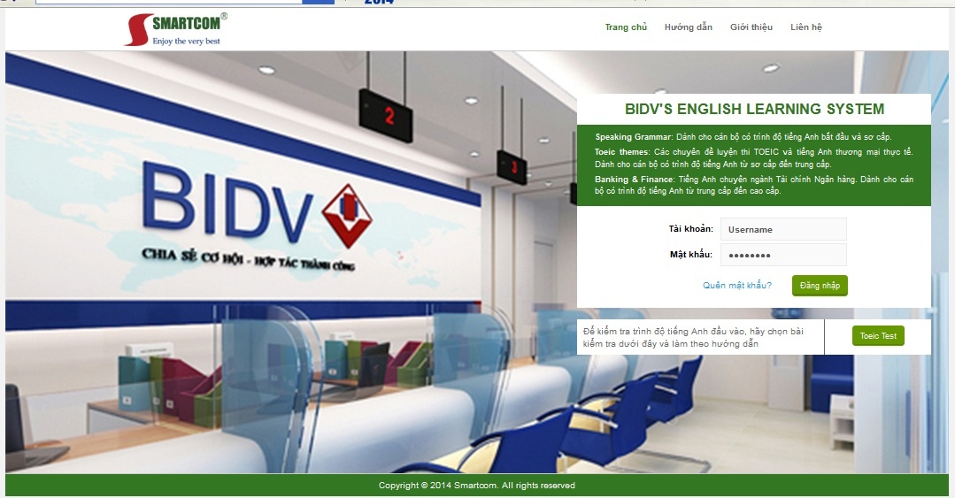 Cổng đào tạo cho ngân hàng BIDV.