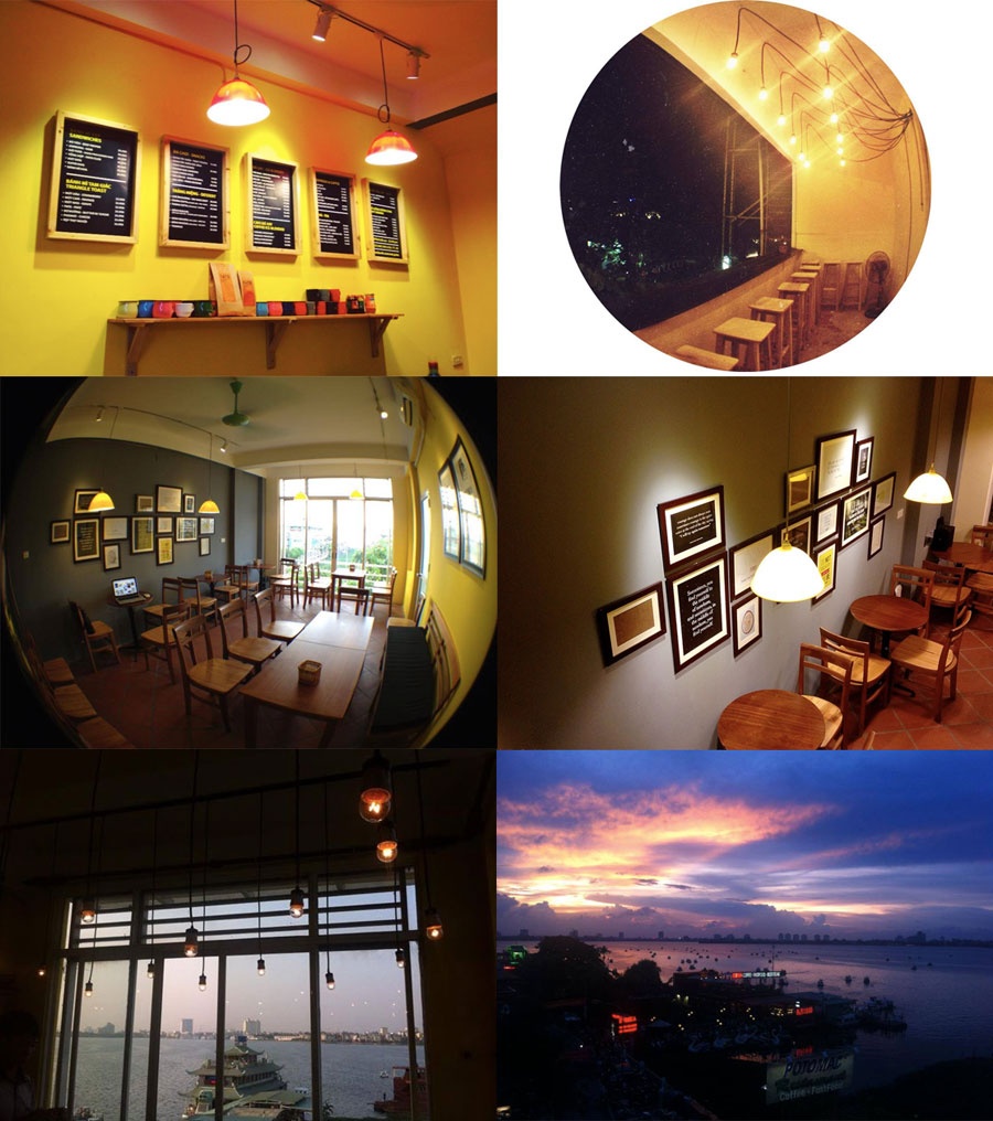 Không gian quán đa dạng với những góc nhìn ra Hồ Tây thơ mộng. 