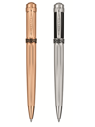 Dòng Astrea làm hoàn toàn bằng thép, hoặc mạ vàng. Trên thân bút có khắc hoạ tiết Greek đặc trưng của Versace.