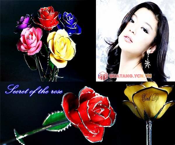 Hoa hồng dát vàng sơn mài viết chữ là món quà 20/10 ý nghĩa bạn có thể tặng vợ, người yêu, bạn gái.