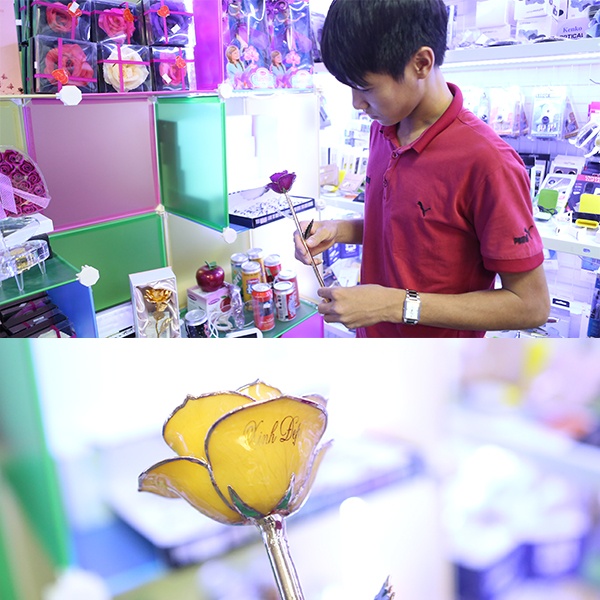 Hoa hồng sơn mài dát vàng độc đáo, quý phái là lựa chọn hàng đầu của nhiều người.