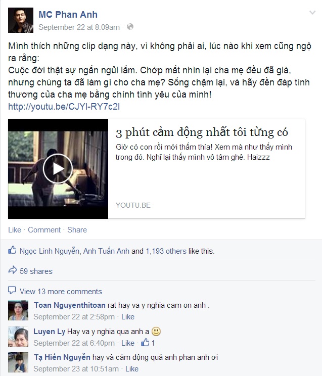 Phan Anh đầy tâm trạng với 3 phút cảm động nhất cuộc đời.