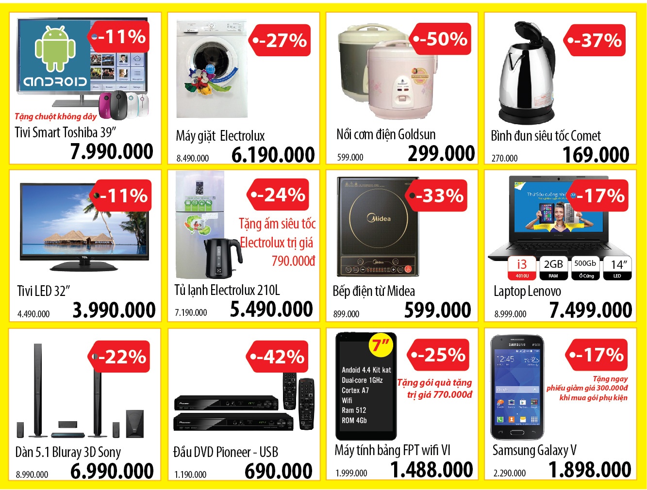 Một số sản phẩm được bán trong 2 ngày vàng 15,16/11 tại Pico.