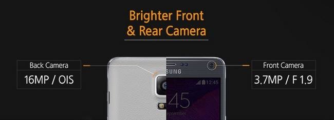 Galaxy Note 4 được trang bị hệ thống camera cải tiến với khả năng tái tạo hình ảnh sáng rõ hơn. Camera sau 16 MP hỗ trợ tính năng ổn định quang học thông minh (OIS), cho phép người dùng ghi lại những khoảnh khắc chuyển động nhanh và giảm thiểu tối đa việc bị nhòe hình. Camera trước 3.7 MP với khẩu độ mở lớn (F2.4 -F1.9) nâng góc chụp từ 90 độ thông thường lên đến 120 độ, giúp người dùng chụp các bức ảnh selfie tập thể tốt nhất.