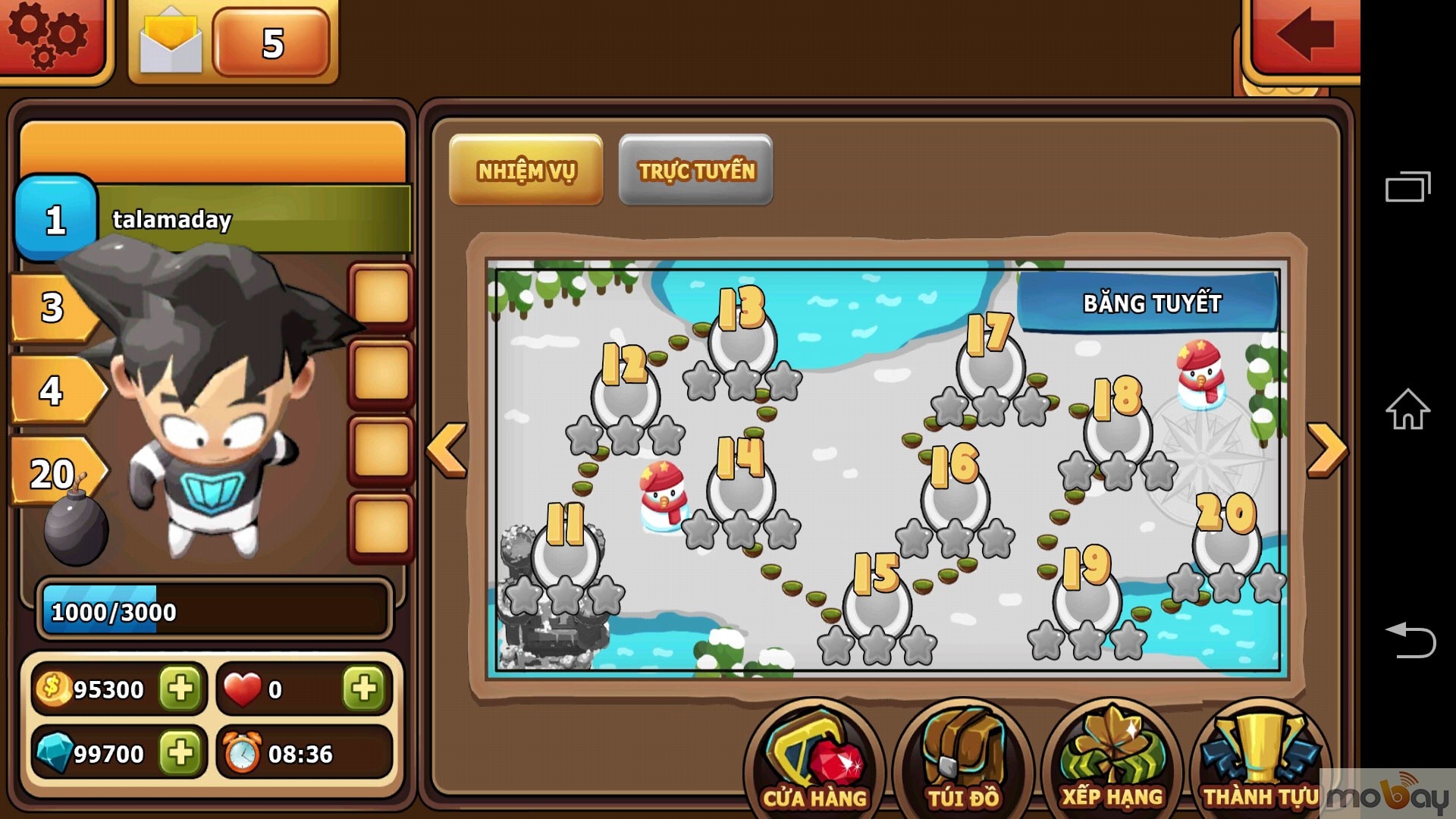 Hệ thống 200 nhân vật đa dạng cùng giao diện tiếng Việt.