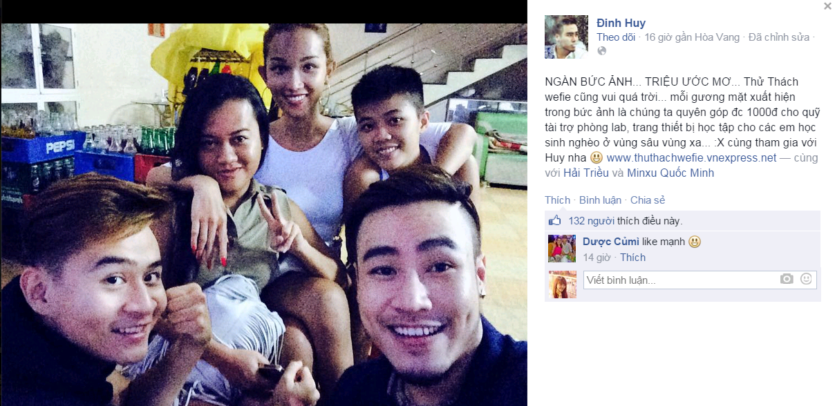 Đinh Huy giản dị khoe hình wefie.