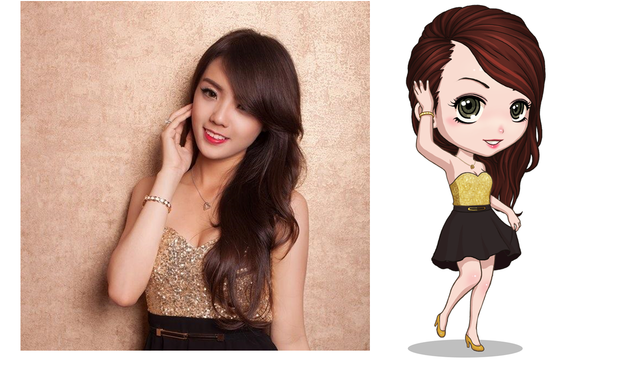 Cô nàng hotgirl sinh năm 1994 của nhóm hài BB&BG lại điệu đà hơn khi diện một chiếc váy cúp ngực ánh kim và tóc thả dài lệch sang một bên. Lâm Á Hân cũng không quên tạo dáng bằng cách đặt nhẹ tay lên một bên mái tóc, giúp tăng vẻ thanh thoát cho khuôn mặt.