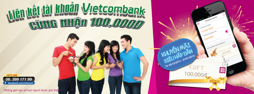 Lien ket Vi MoMo voi tai khoan Vietcombank nhan 100.000 dong hinh anh