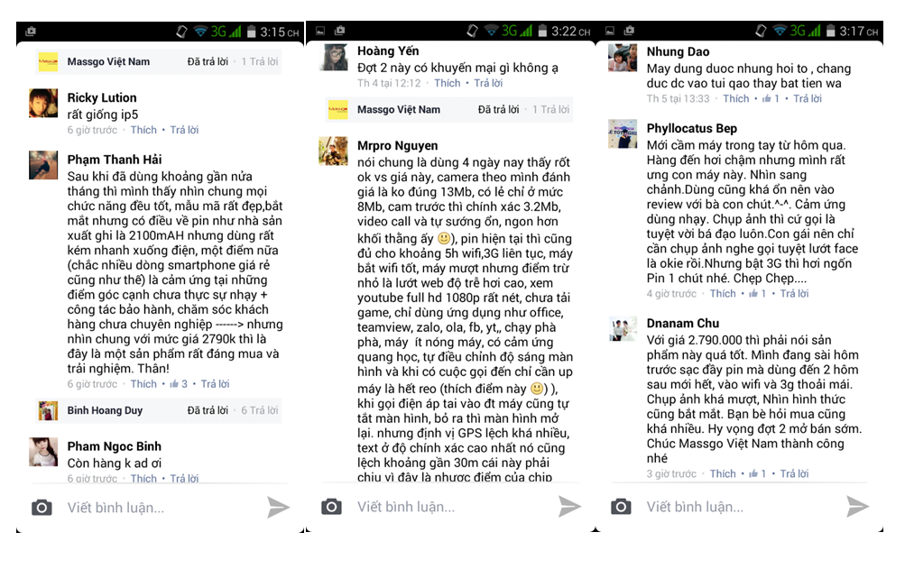Một số phản hồi của khách hàng sau khi sử dụng.