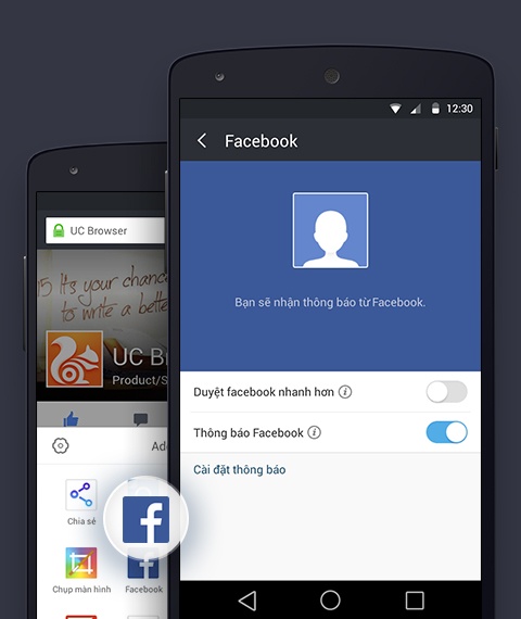 Minh họa tính năng nhận thông báo từ Facebook.