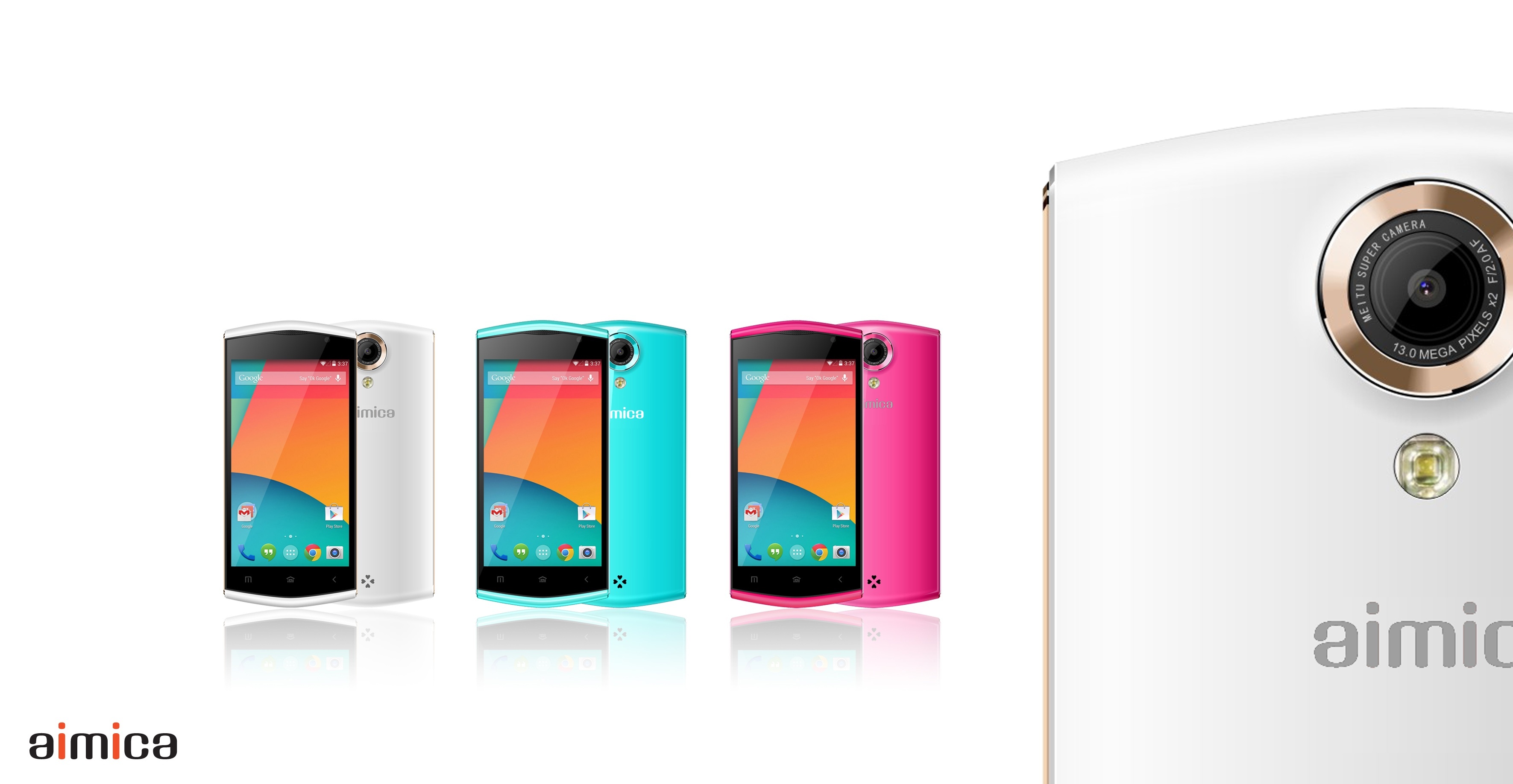 Aimica Venus được thiết kế với 3 màu trẻ trung: trắng, hồng và xanh.