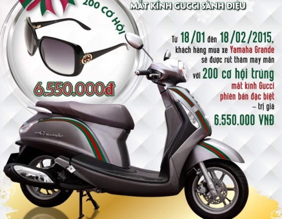 'Cap doi hoan hao' xe Yamaha Grande va mat kinh Gucci hinh anh