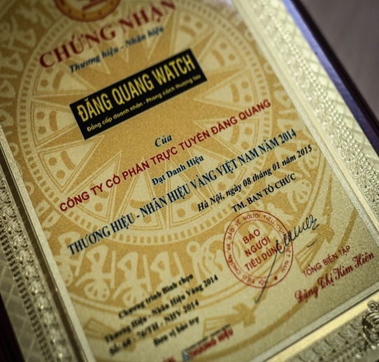 Đăng Quang Watch - thương hiệu đồng hồ duy nhất vinh dự nhận giải Thương hiệu vàng 2014.