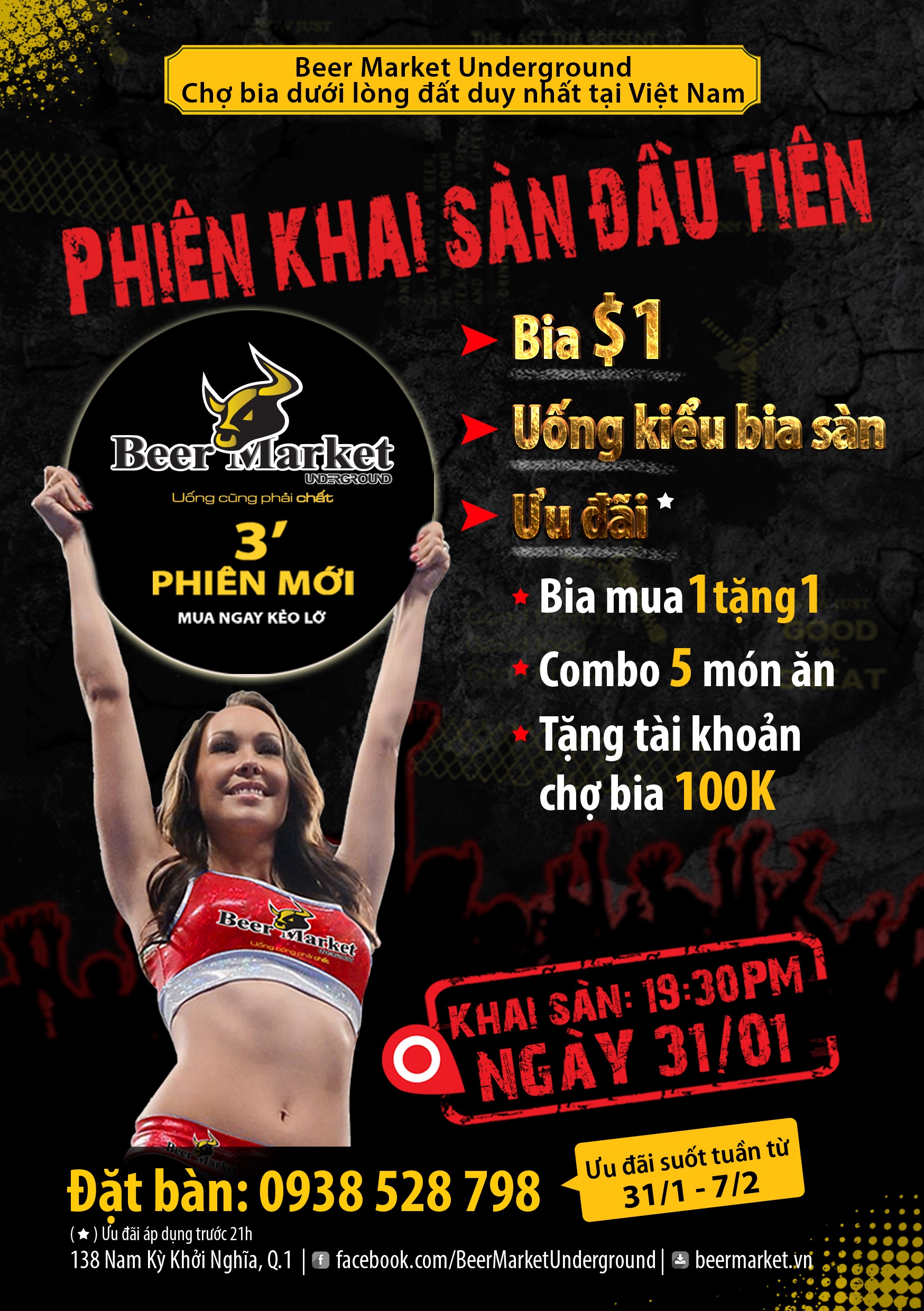 Đêm khai sàn đầu tiên chợ bia dưới lòng đất BMU.