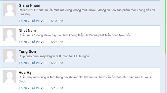 Những phản hồi về mong đợi của người dùng trên website HKPhone ở smartphone mới.