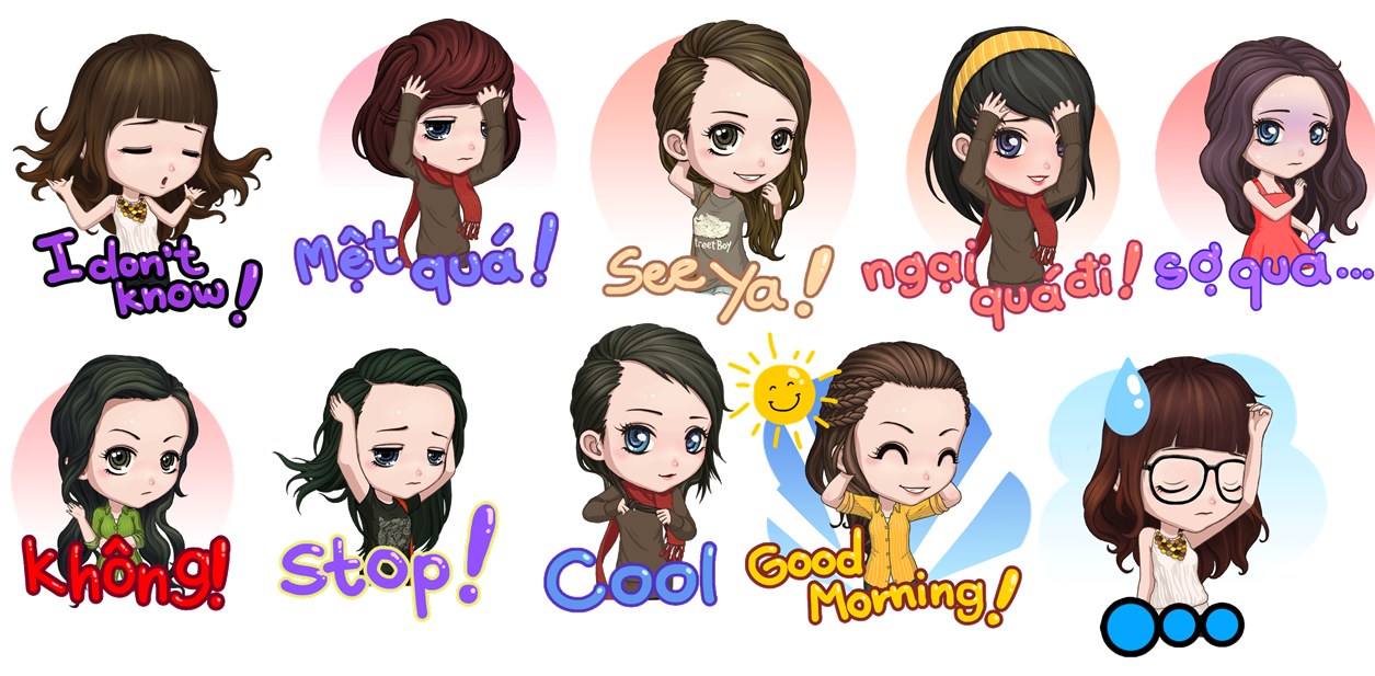 Những biểu cảm ngộ nghĩnh thể hiện qua hành động vuốt tóc được truyền tải sống động trong bộ ticker mới. Dù sở hữu mái tóc dài óng ả hay tóc tém tinh nghịch thì phái đẹp vẫn luôn có một ngôn ngữ chung cho những hành động vuốt tóc. Sự ra đời của bộ sticker độc đáo này trên Zalo giúp bạn gái có thêm phương tiện mới thể hiện tâm trạng và tình cảm của mình với người đang cùng chuyện trò.  