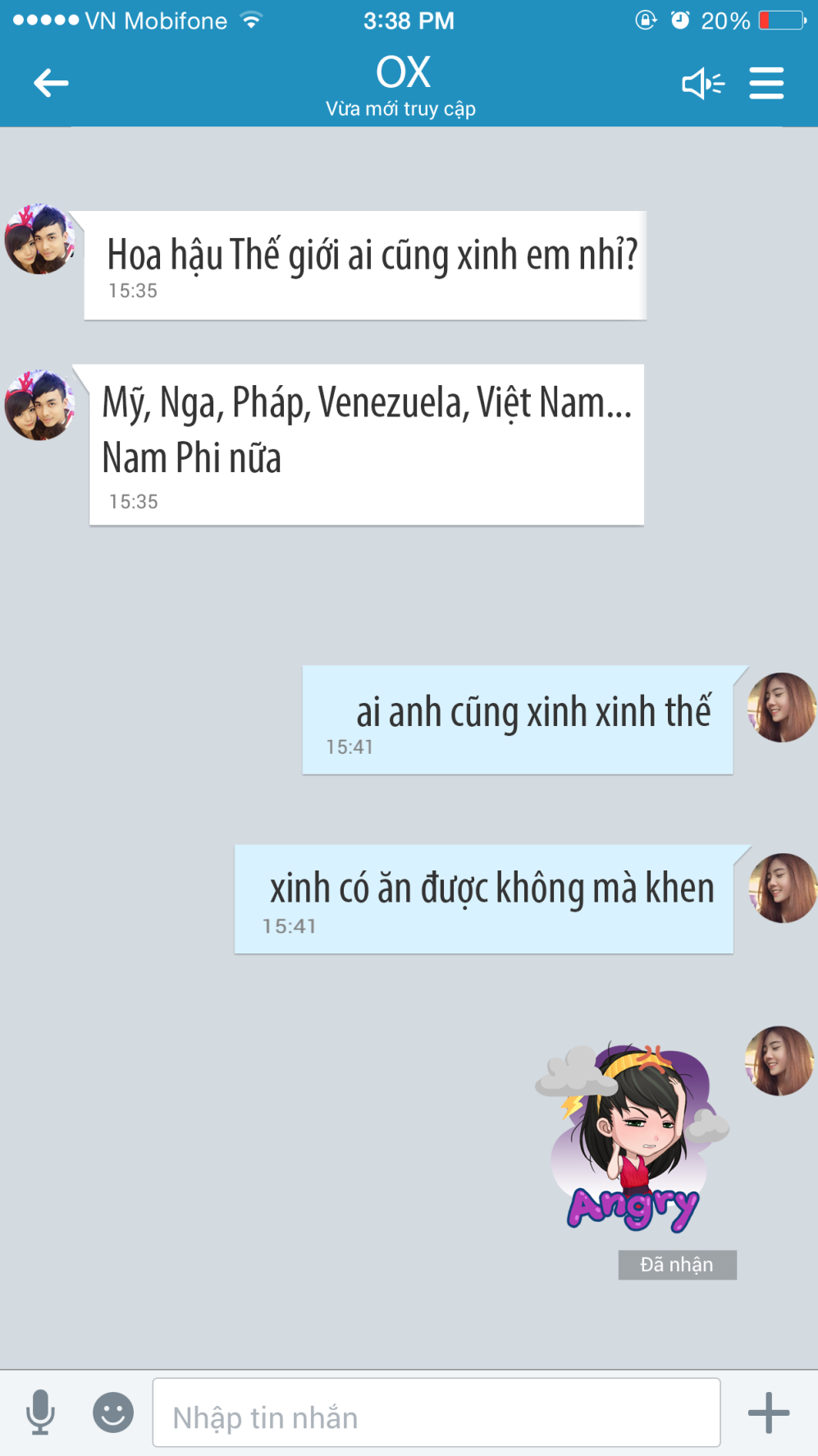   Sticker động với chuyển động ngộ nghĩnh là phương tiện hiệu quả giúp phái đẹp truyền tải thông điệp tới nửa kia của mình.  