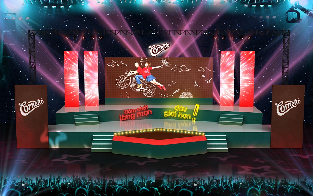 Sân khấu trẻ trung, hoành tráng của Đêm hội Cornetto Valentine 2015.