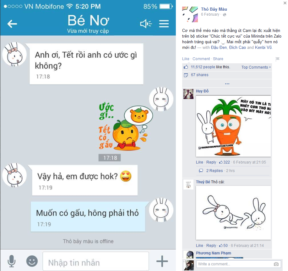 Trào lưu sử dụng sticker chúc Tết cực vui được Thỏ Bảy Màu cập nhật ngay lập tức.