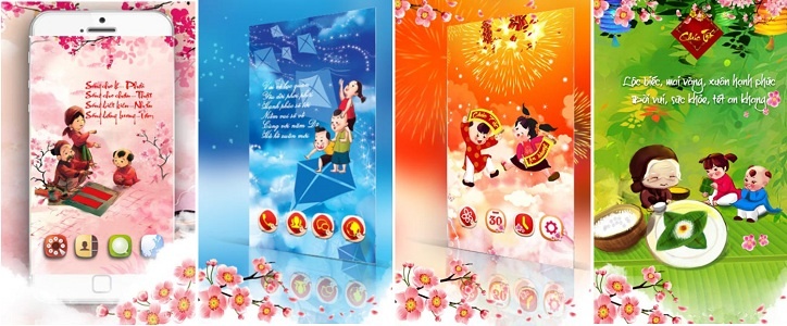 Tết dân gian sống động trên eTheme launcher.
