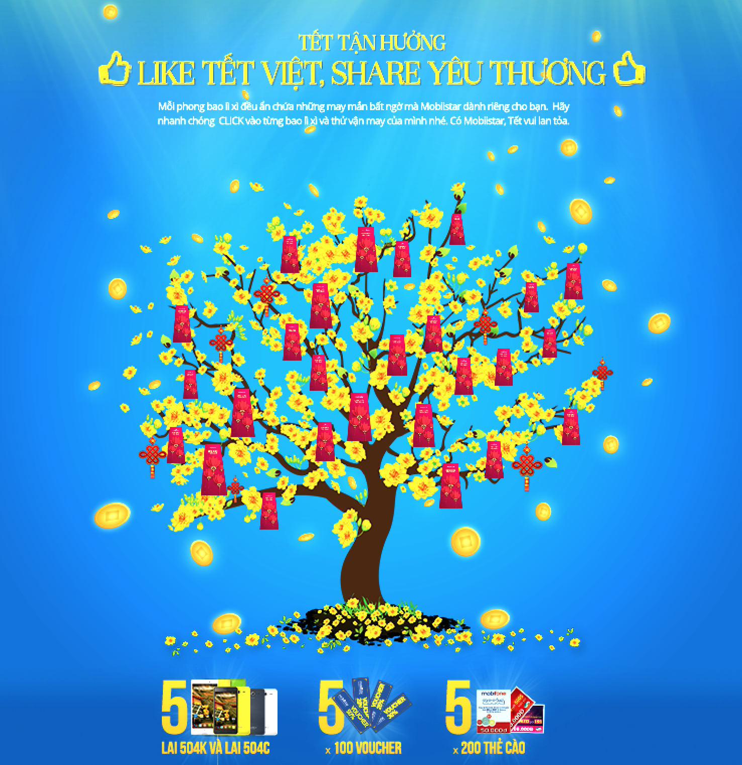 Nhiều phần quà hấp dẫn đang chờ đón bạn trong trò chơi bốc lì xì.