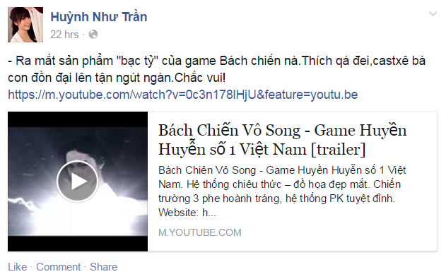 Chia sẻ của Như Hexi trên Facebook.
