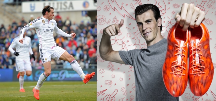 Vũ khí đó chính là đôi giày thi đấu Adizero F50 của adidas mà Bale, Suarez và Benzema cùng lựa chọn. Đôi giày với phối màu Solar Red độc đáo được các tiền đạo hàng đầu thế giới ưa chuộng. Gareth Bale ra sân trong mẫu giày họa tiết graphic hình yêu tinh ấn tượng.