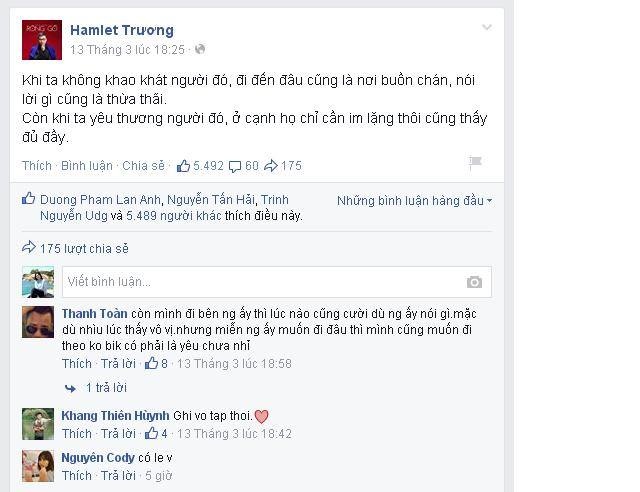 Cảm xúc chân thật về tình yêu của Hamlet Trương nhận được lượt share lớn.