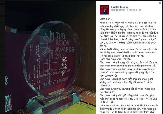 Status chia sẻ “bí quyết” thu hút cộng đồng mạng của Hamlet Trương.