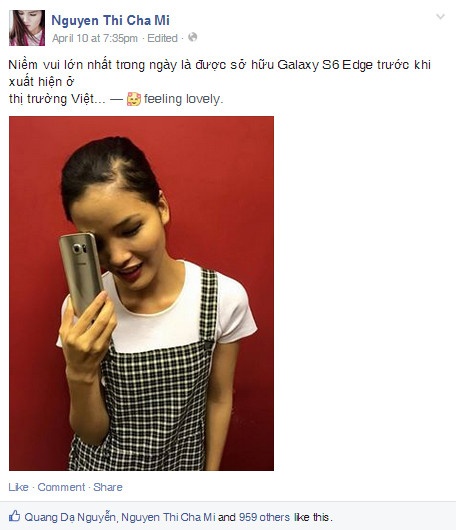 Chà Mi hạnh phúc chia sẻ niềm vui có điện thoại mới với người hâm mộ.