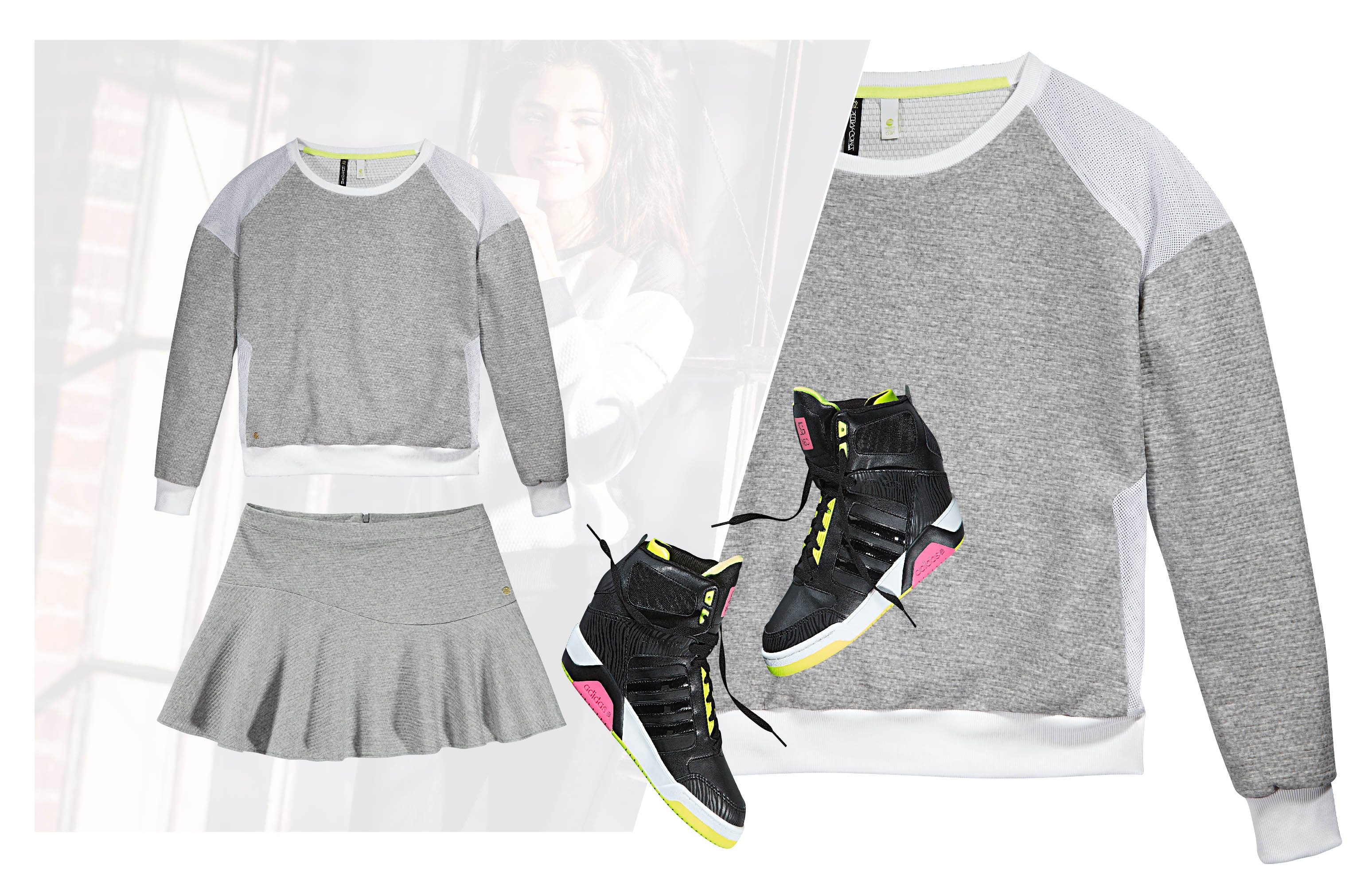 Xu hướng grey-on-grey cũng được Selena đưa vào tủ đồ mùa xuân hè của mình.