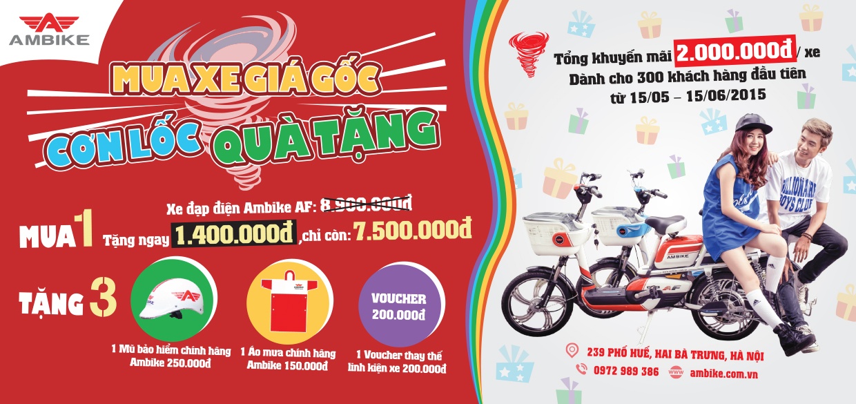 Thông tin khuyến mại của hãng xe điện Ambike.