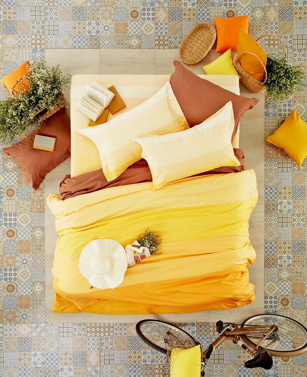 Màu sắc trẻ trung mang lại sự tươi vui, thư giãn cho gian phòng ngủ.