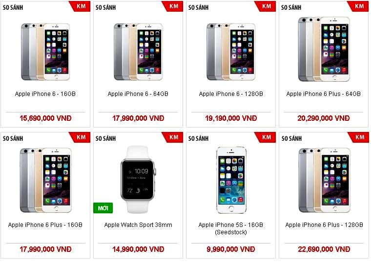 iPhone 6 16 GB: giá trả góp chỉ từ 4,69 triệu đồng.