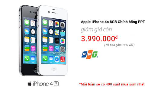iPhone 4S chinh hang FPT giam con 3,99 trieu dong hinh anh
