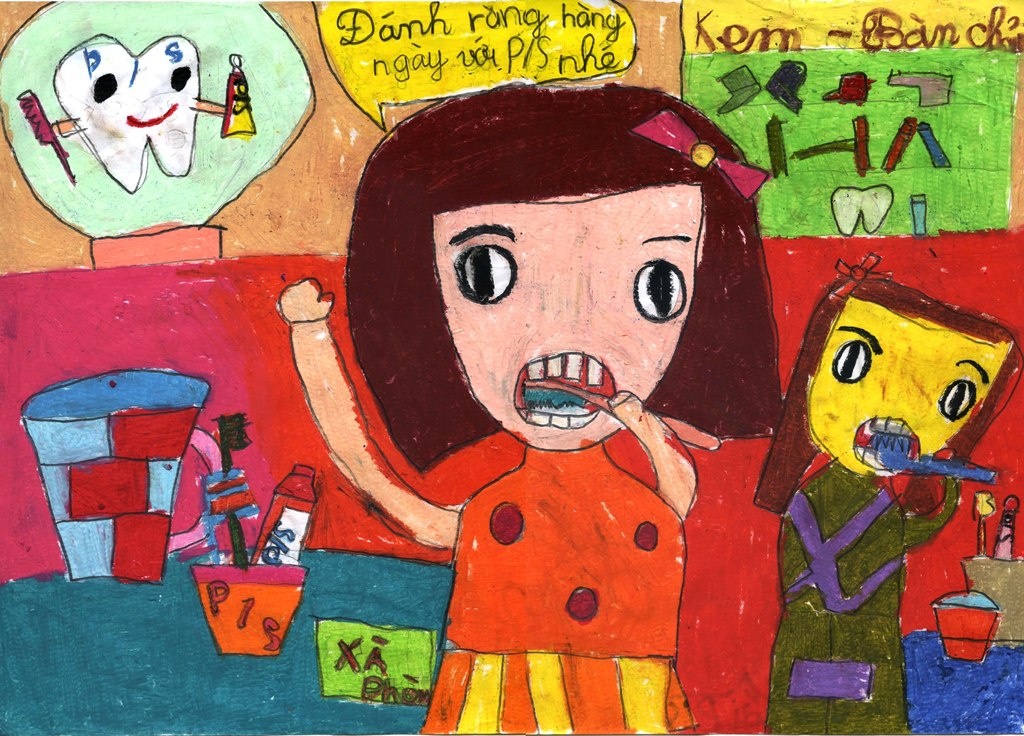 Thông qua hoạt động này, kiến thức chăm sóc răng miệng được các bé chuyển tải thành nhiều câu chuyện bằng tranh giản dị, dễ nhớ và gần gũi với trẻ em.