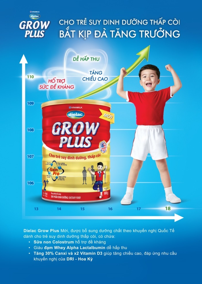 Dielac Grow Plus “đặc chế” cho trẻ suy dinh dưỡng, thấp còi bắt kịp đà tăng trưởng