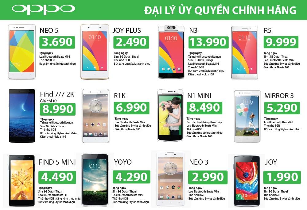 Các sản phẩm oppo tại TechOne