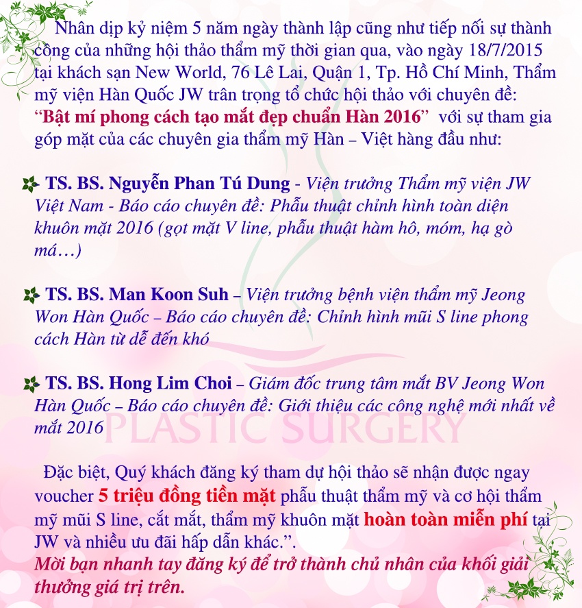 Chương trình khuyến mãi đang được áp dụng tại JW.