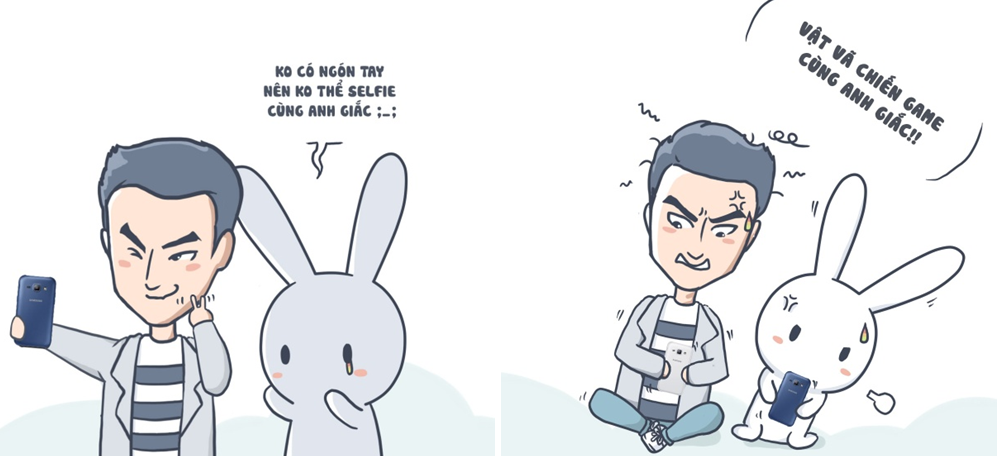 Hình ảnh Isaac selfie cùng Thỏ Bảy Màu đáng yêu.