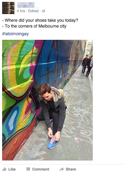 Không những chỉ gây sốt chú ý tại Việt Nam, #LaToiMoiNgay đã lan rộng sang cả nhóm du học sinh ở nước ngoài. Trong ảnh, một du học sinh tại Melbourne (Úc) khoe bức ảnh thể hiện hành trình khám phá thành phố của mình.