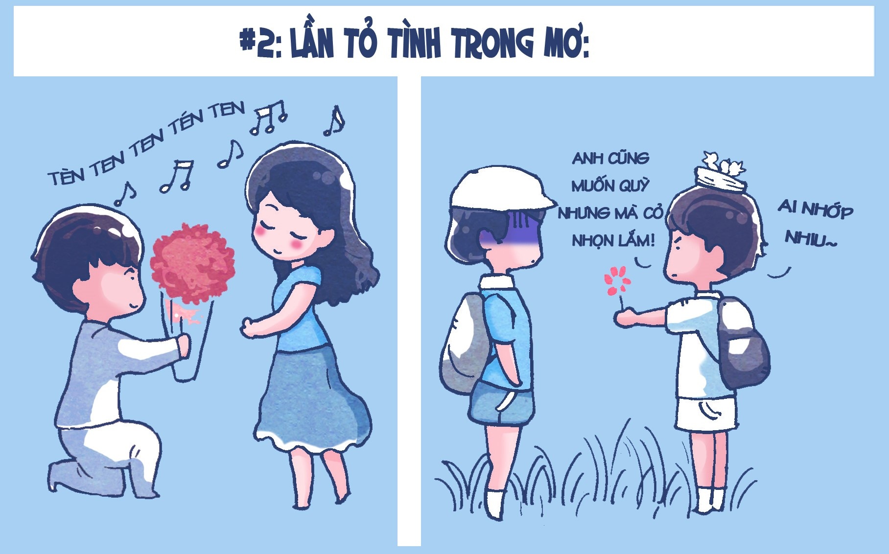 Hầu hết bạn gái đều từng mơ tưởng đến một màn tỏ tình trong mơ. Đó là bữa tiệc nhỏ giữa không gian tràn ngận hoa, nến và âm nhạc. Còn các chàng trai hay tưởng tượng ra cảnh cả hai cùng phượt đến vùng núi hay bãi biển hoang vắng, chàng sẽ quỳ gối để nói lời yêu với nàng.