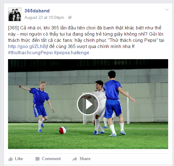 365 daband trổ tài đá bóng chậm trong clip thử thách của mình.