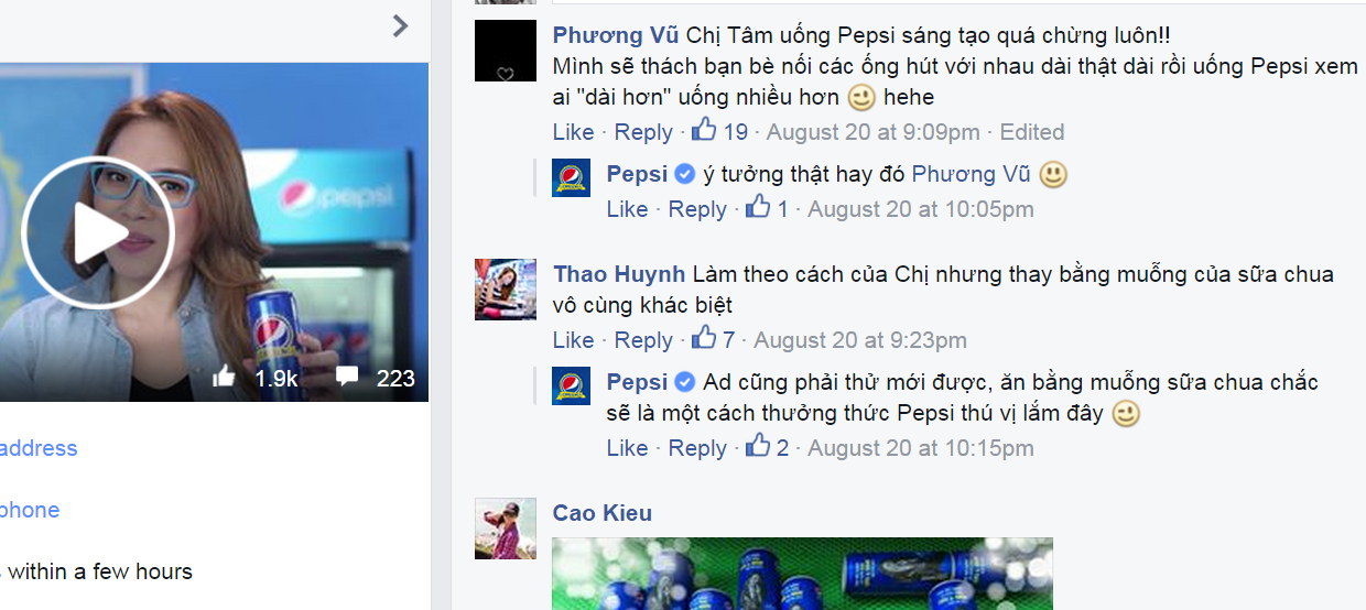 Các bạn trẻ háo hức với thử thách uống Pepsi một cách khác biệt của Mỹ Tâm.