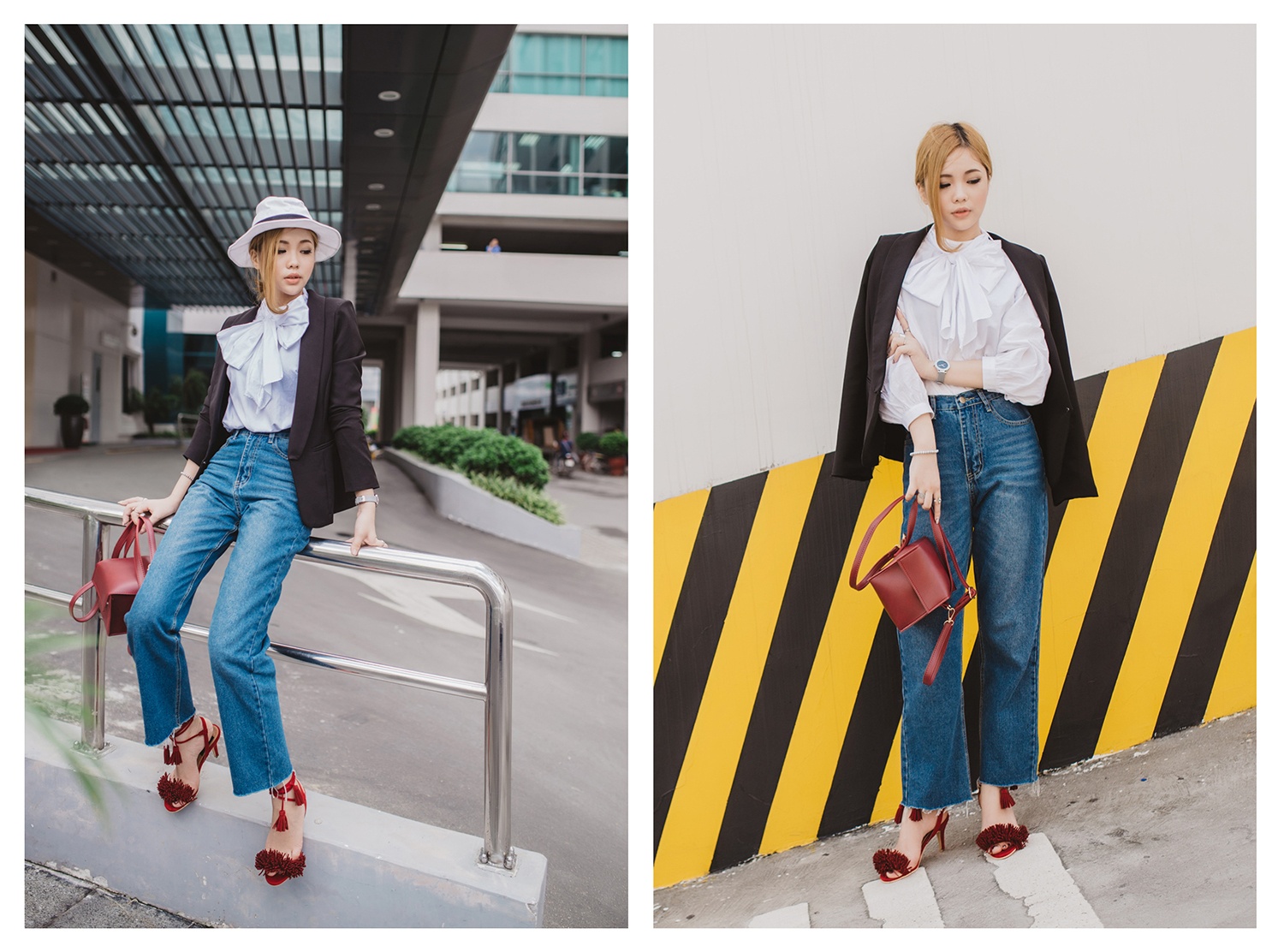 Bộ đồ cá tính và phóng khoáng giúp Boong Bi (20 tuổi) thêm bản lĩnh với công việc stylist của mình.