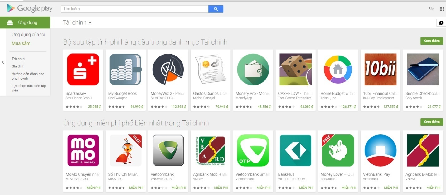 Ứng dụng thanh toán di động của thương hiệu Việt đứng đầu Top Free in Finance trên Google Play.