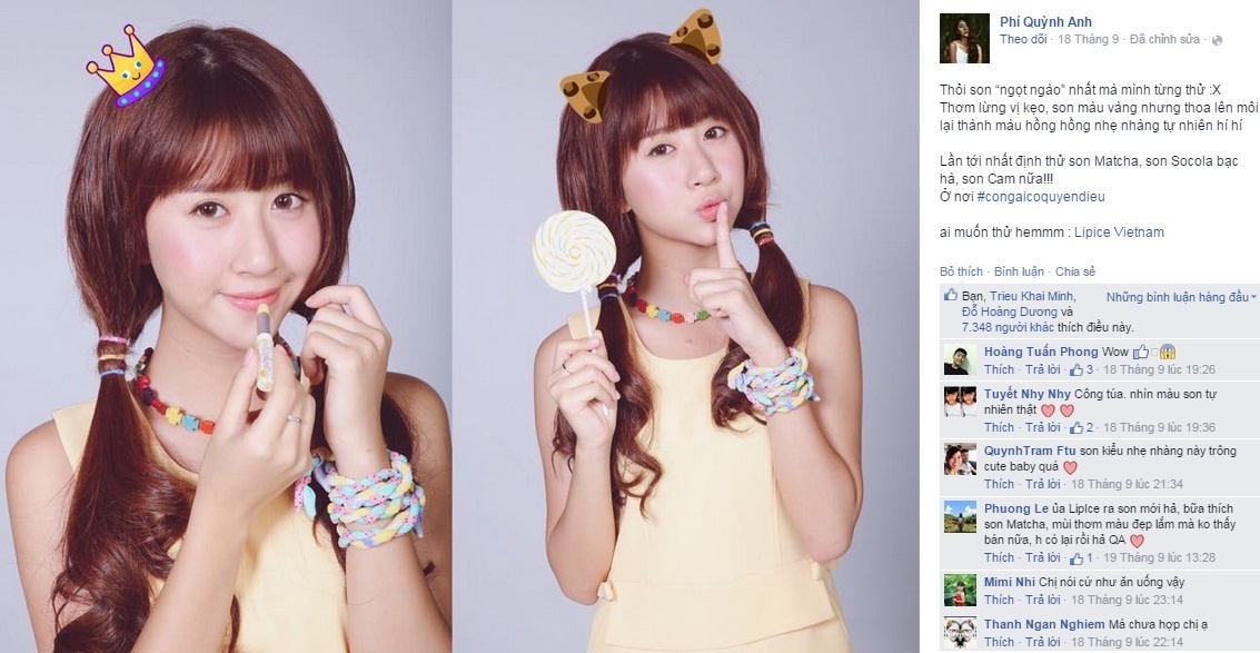 Quỳnh Anh Shyn khoe thỏi son ngọt ngào nhất mà cô từng thử và không quên chia sẻ bí quyết làm đẹp đến bạn bè.