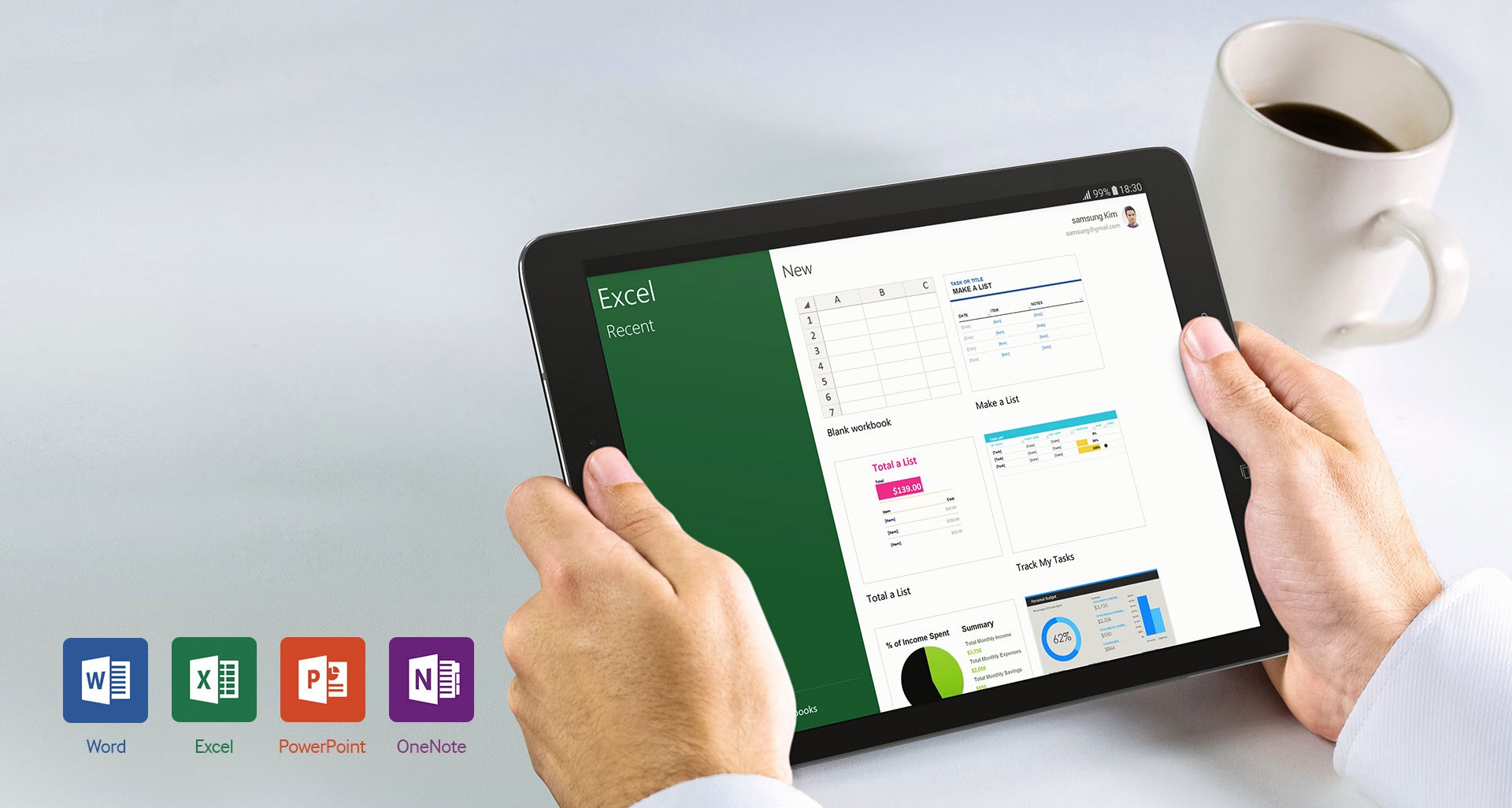 Người dùng không gặp trở ngại nào khi làm Excel trên Galaxy Tab S2.