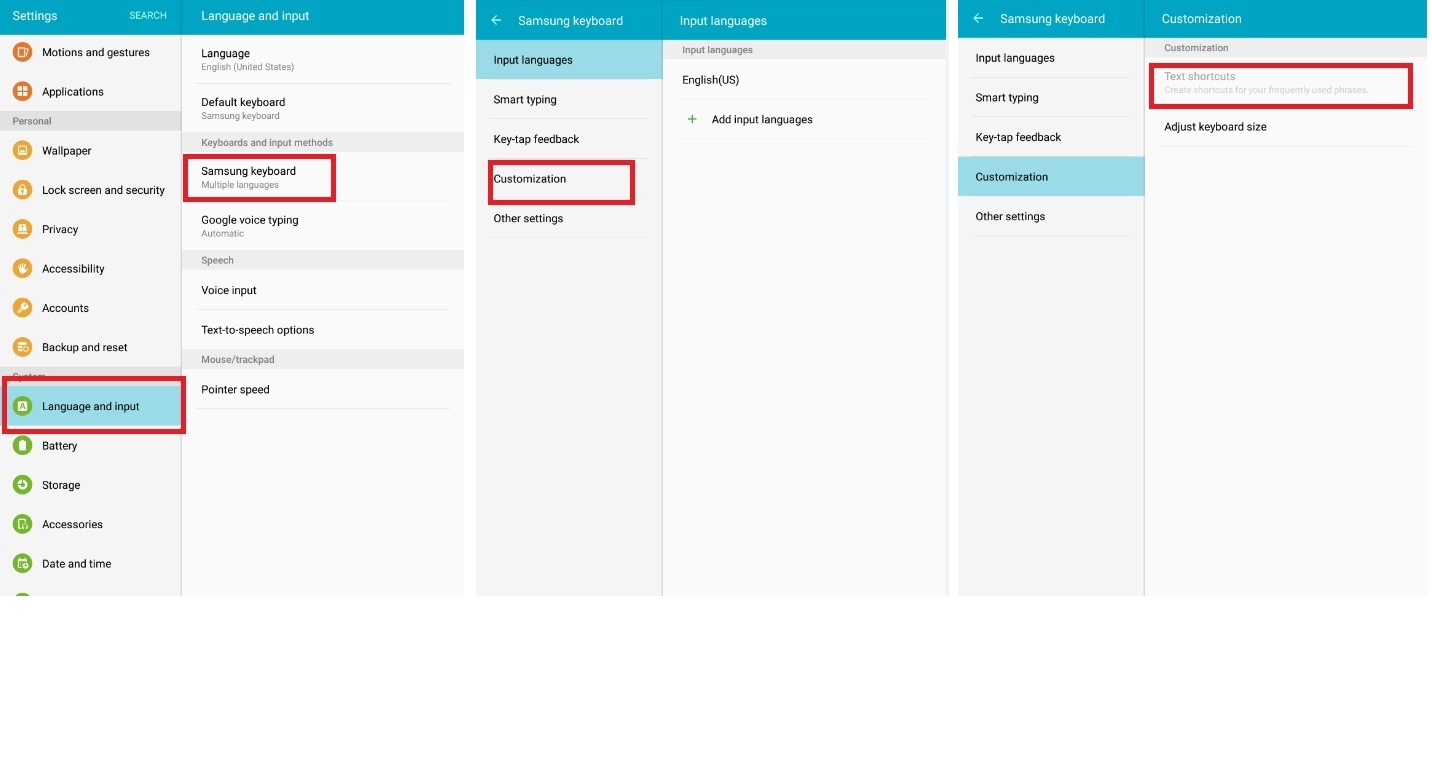 Mở chế độ Text Shortcuts để soạn thảo văn bản thuận tiện hơn.