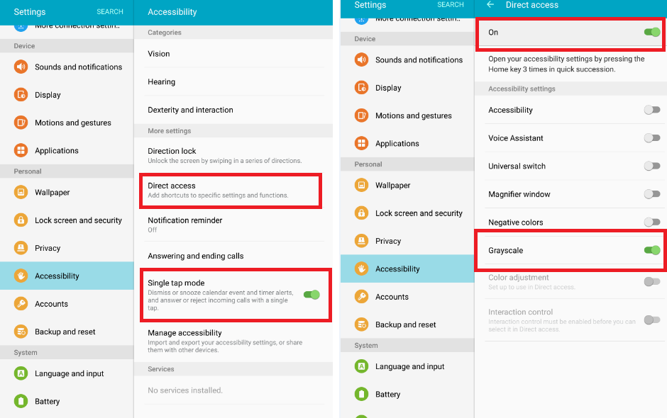 Khởi động chế độ Grayscale để tùy biến màu màn hình và tiết kiệm pin theo ý muốn.